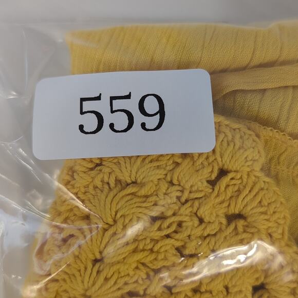 Blush Womens L Yellow Crochet Peplum Tank Top Boho Ruffle Hem Y2K Festival Cami - Picture 9 of 9